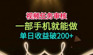 视频任务审核,一部手机就能做,简单上手,单日收益破200+【揭秘】-如意资源库