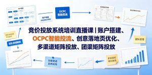 竞价投放系统培训直播课｜账户搭建、OCPC智能控流、创意落地页优化、多渠道矩阵投放、团队管理与副业变现全阶实战-如意资源库