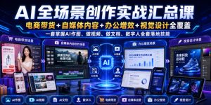 AI全场景创作实战汇总课|电商带货+自媒体内容+办公增效+视觉设计全覆盖,一套掌握AI作图、做视频、做文档、数字人全套落地技能-如意资源库
