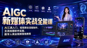 AIGC新媒体实战全能课|AI工具入门、短视频全流程制作、主流绘图软件实操、数字人商业视频落地教程-如意资源库