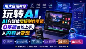 用大白话教你玩转AI,AI自媒体实操制作变现,0基础也能上手,从内容到变现-如意资源库