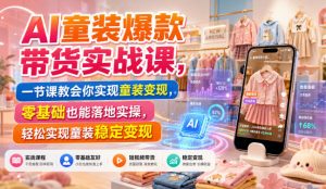 AI童装爆款带货实战课,一节课教会你实现童装变现,零基础也能落地实操-如意资源库