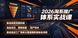 2026淘系推广体系实战课|新品底层流量机制、选品定位、搜索起量、投产控本、新店老店工厂商家分赛道爆款复制全流程(更新)-如意资源库