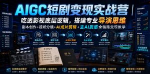 AIGC短剧变现实战营|吃透影视底层逻辑,搭建专业导演思维,剧本创作+视听分镜+AI成片剪辑+去AI质感全链路变现教学-如意资源库
