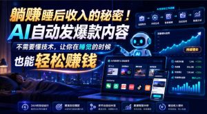 躺賺睡后收入的秘密!AI自动发爆款内容,不需要懂技术,让你在睡觉的时候也能轻松賺钱【原创双语字幕】-如意资源库