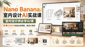 Nano Banana室内设计AI实战课,室内设计师必学AI课,用无限画布快速出效果图、做设计视频-如意资源库