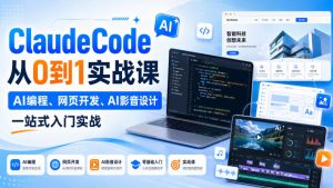 ClaudeCode从0到1实战课,AI编程、网页开发、AI影音设计一站式入门实战-如意资源库