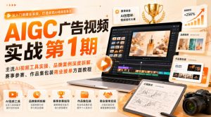 AIGC广告视频实战第1期,主流AI视频工具实操、品牌案例深度拆解、赛事参赛、作品集包装商业接单方面教程-如意资源库