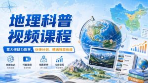 地理科普视频课程,某大佬倾力教学,伙伴计划、精选独家收益-如意资源库