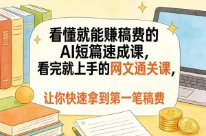 看懂就能賺稿费的AI短篇速成课,看完就上手的网文通关课,让你快速拿到第一笔稿费(更新8月)-如意资源库