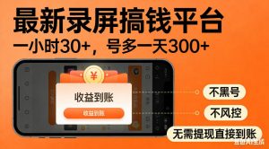 零撸手机项目录屏搞钱平台，一小时30+，号多一天300+，不黑号，不风控，无需提现直接到账【揭秘】-如意资源库
