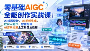 零基础AIGC全能创作实战课|AI绘画设计、AI视频生成、数字人制作、智能剪辑、AI音乐文案全工具落地教程-如意资源库