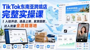 TikTok东南亚跨境店完整实操课|入驻开店、选品上架、发货回款、达人流量全流程落地-如意资源库