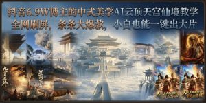 抖音6.9W博主的中式美学AI云顶天宫仙境教学,全网刷屏,条条大爆款,小白也能一键出大片-如意资源库