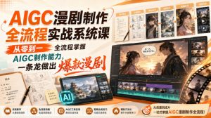 AIGC漫剧制作全流程实战系统课,从零到一全流程掌握AIGC制作能力,一条龙做出爆款漫剧-如意资源库