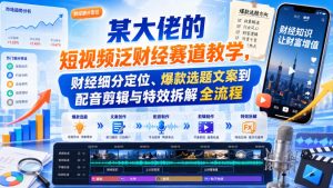 某大佬的短视频泛财经赛道教学,财经细分定位、爆款选题文案到配音剪辑与特效拆解全流程-如意资源库