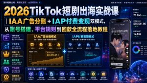 2026TikTok短剧出海实战课|IAA广告分账+IAP付费变现双模式,从账号搭建、平台规则到回款全流程落地教程-如意资源库