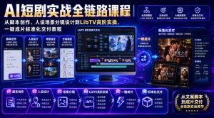 AI短剧实战全链路课程｜从脚本创作、人设场景分镜设计到LibTV高阶实操、一键成片标准化交付教程-如意资源库