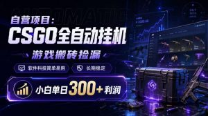 自营项目：CSGO全自动挂G，游戏搬砖捡漏，软件科技简单易用，长期稳定，小白单日300+利润【揭秘】-如意资源库