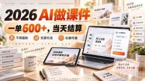 2026 AI做课件,一单600+,当天结算,不用露脸,无需引流,长期可做【揭秘】-如意资源库