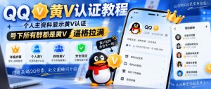 QQ黄V认证教程,个人主资料显示黄V认证,号下所有群都是黄V,逼格拉满-如意资源库