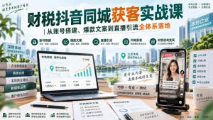 财税抖音同城获客实战课|从账号搭建、爆款文案到直播引流全体系落地-如意资源库