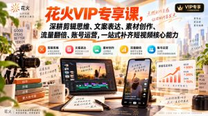 花火VIP专享课，深耕剪辑思维、文案表达、素材创作、流量翻倍、账号运营，一站式补齐短视频核心能力-如意资源库