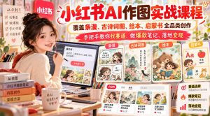 小红书AI作图实战课程，覆盖条漫、古诗词图、绘本、启蒙书全品类创作，手把手教你找赛道、做爆款笔记、落地变现-如意资源库