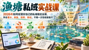 渔塘私域实战课，2026年如何经营好自己的私域稳定业绩，学会蓄水、养鱼、培育、转化，不再一次性收割客户-如意资源库