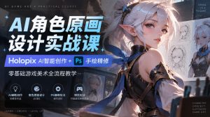 AI角色原画设计实战课｜Holopix AI智能创作+PS手绘精修，零基础游戏美术全流程教学-如意资源库