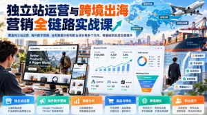 独立站运营与跨境出海营销全链路实战课,覆盖独立站运营、海外数字营销、业务数据分析和职业成长等多个方向,零基础到实战全面提升-如意资源库
