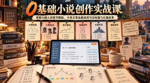 0基础小说创作实战课|掌握大纲人设情节模板,不用文笔也能高效写出短篇与长篇故事-如意资源库