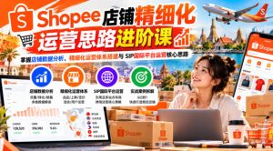Shopee店铺精细化运营思路进阶课,掌握店铺数据分析、精细化运营体系搭建与SIP国际平台运营核心思路-如意资源库