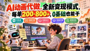 AI动画代做,全新变现模式,每单200-800+,0基础也能干【揭秘】-如意资源库