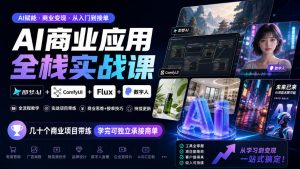 AI商业应用全栈实战课,即梦AI+ComfyUI+Flux+数字人,几十个商业项目带练,学完可独立承接商单(更新10月)-如意资源库