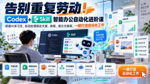 告别重复劳动！Codex+Skill智能办公自动化进阶课｜搭建AI实习生，自动处理搞定文案、表格、演示文稿等，一键打造自动化工作-如意资源库