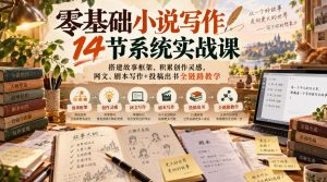 零基础小说写作14节系统实战课，搭建故事框架，积累创作灵感，网文、剧本写作+投稿出书全链路教学-如意资源库