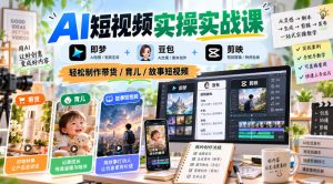 AI短视频实操实战课,即梦+豆包+剪映,轻松制作带货/育儿/故事短视频-如意资源库