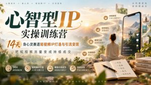 心智型IP实操训练营|14天身心灵赛道短视频IP打造与引流变现,把短视频流量变成持续成交-如意资源库