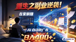 重生之副业逆袭!在家躺赚AI自动跑广告日入400+,无需人工操作【揭秘】-如意资源库