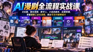AI漫剧全流程实战课,文生图、图生视频、数字人、小说改剧本、后期剪辑,掌握漫剧工业化流程,做出可交付接单成片-如意资源库